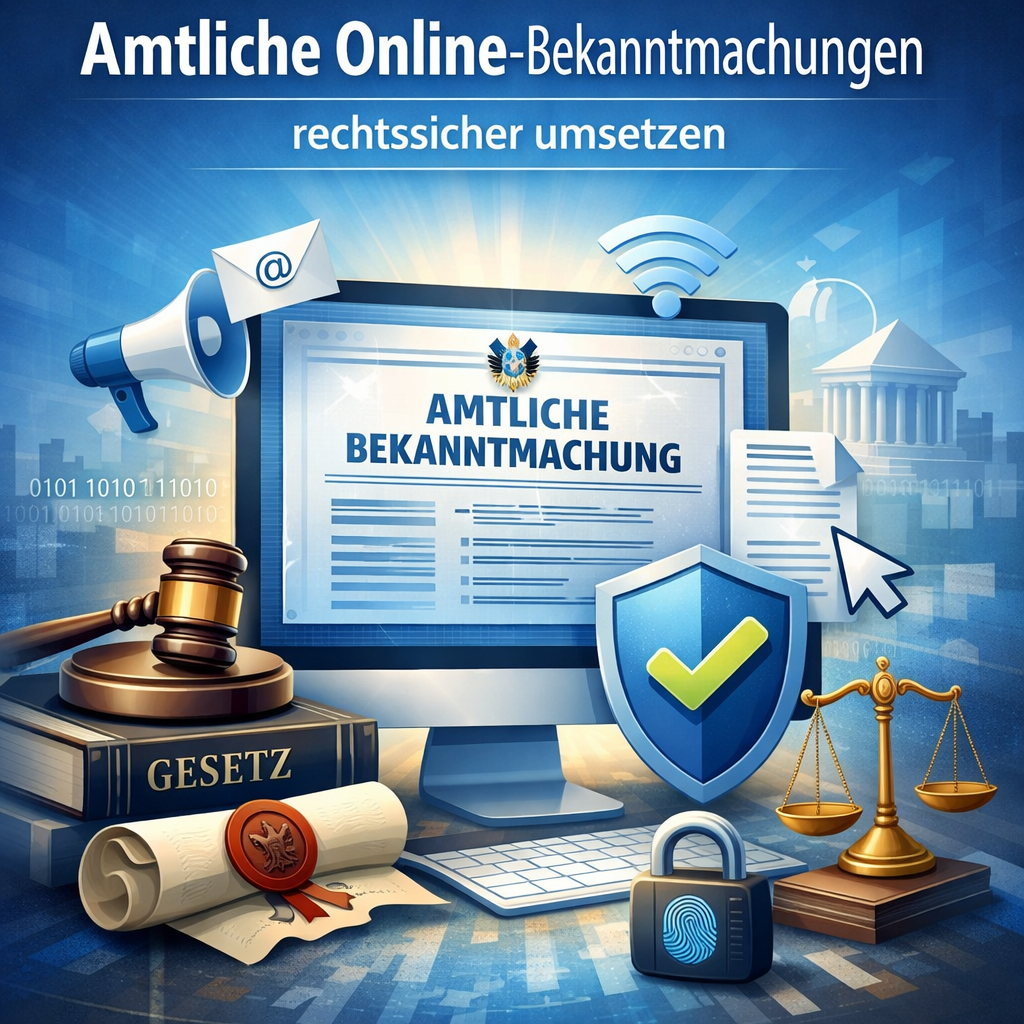 Symbolbild: Amtliche Online‑Bekanntmachungen rechtssicher umsetzen